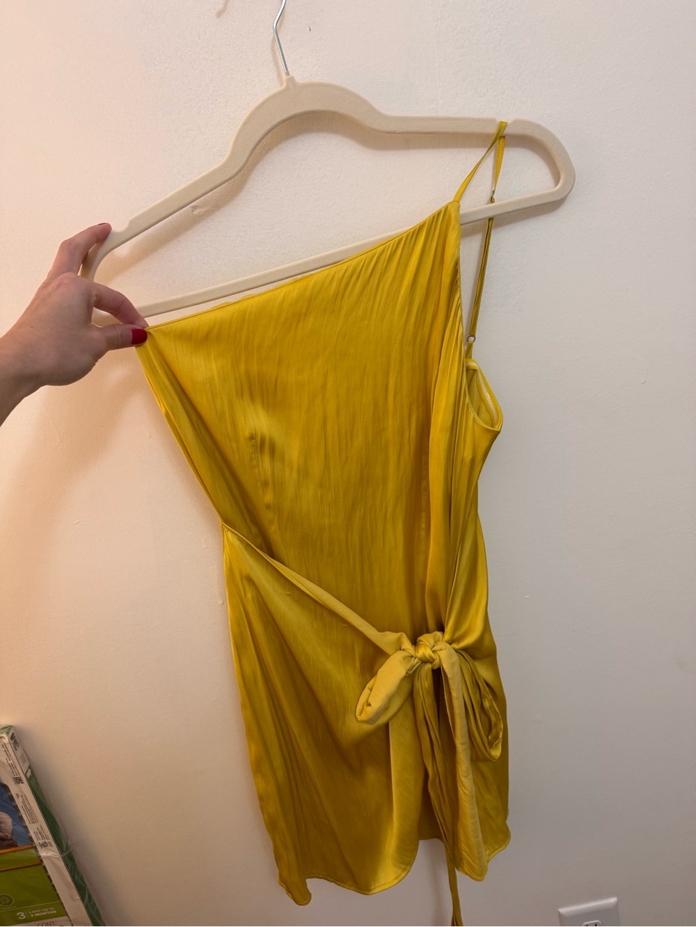 Lovers + Friends One-Shoulder Yellow Satin Mini Dress